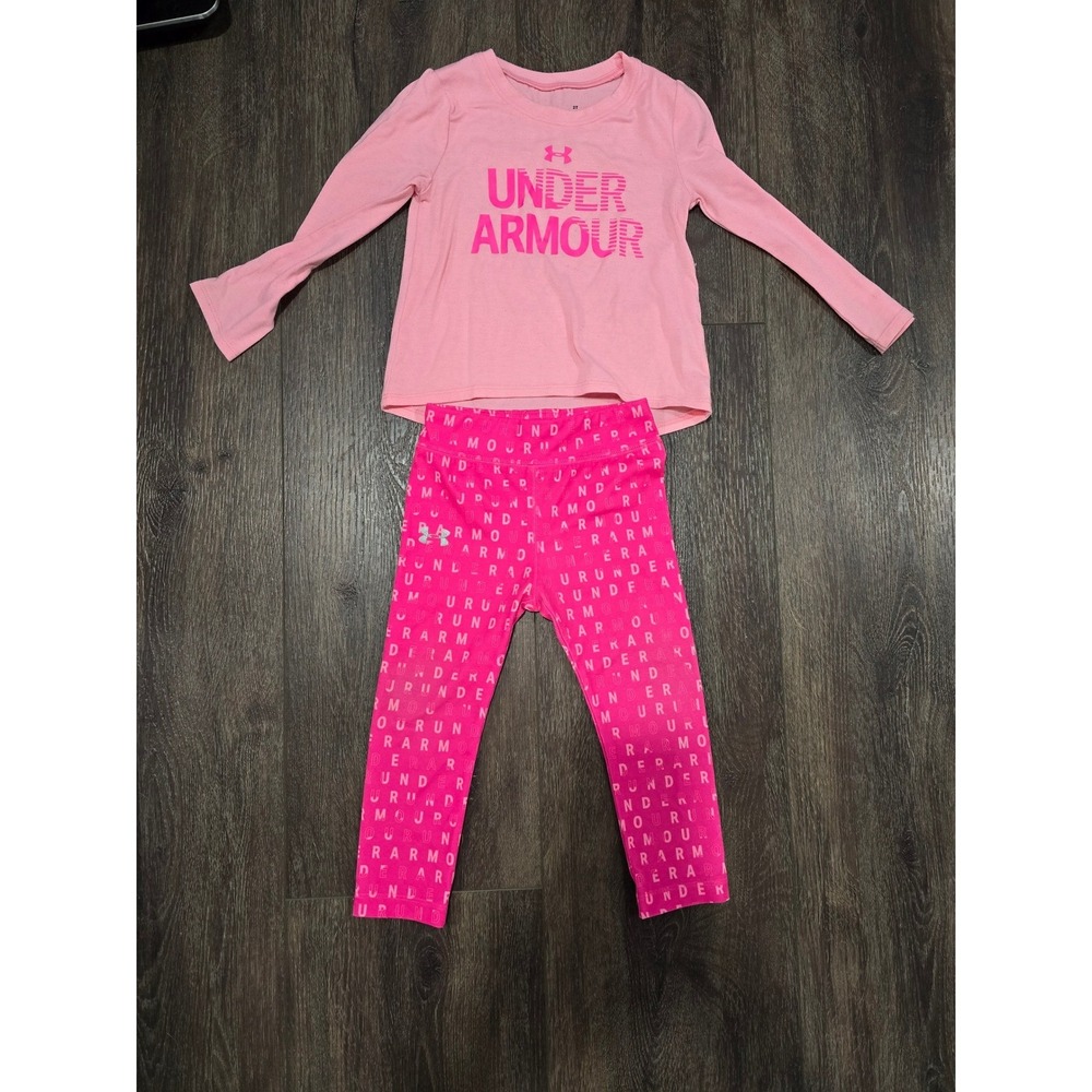 Under Armour Girls 2T Pink Long Sleeve Shirt and Leggings 2 Piece Outfit Set